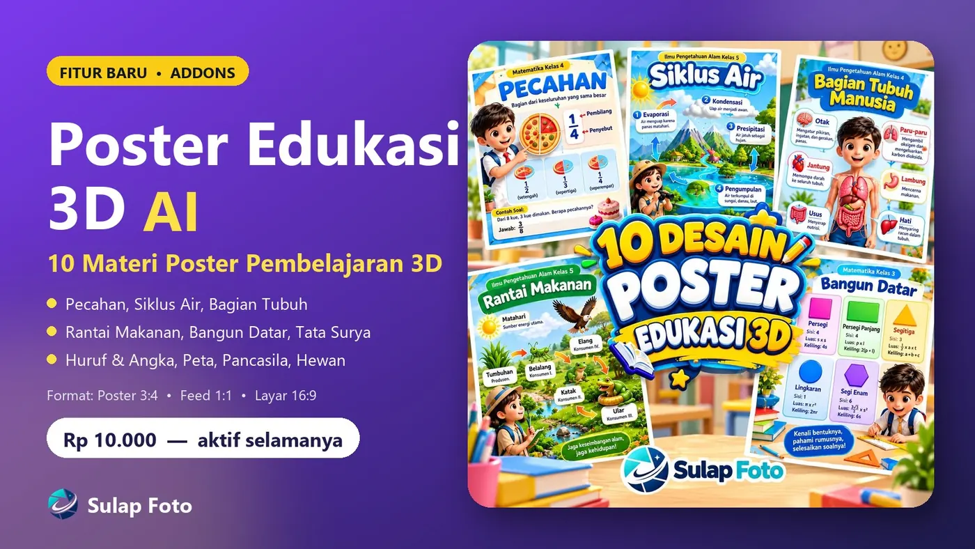 Fitur Baru: Poster Edukasi 3D AI — 10 Desain Poster Pembelajaran