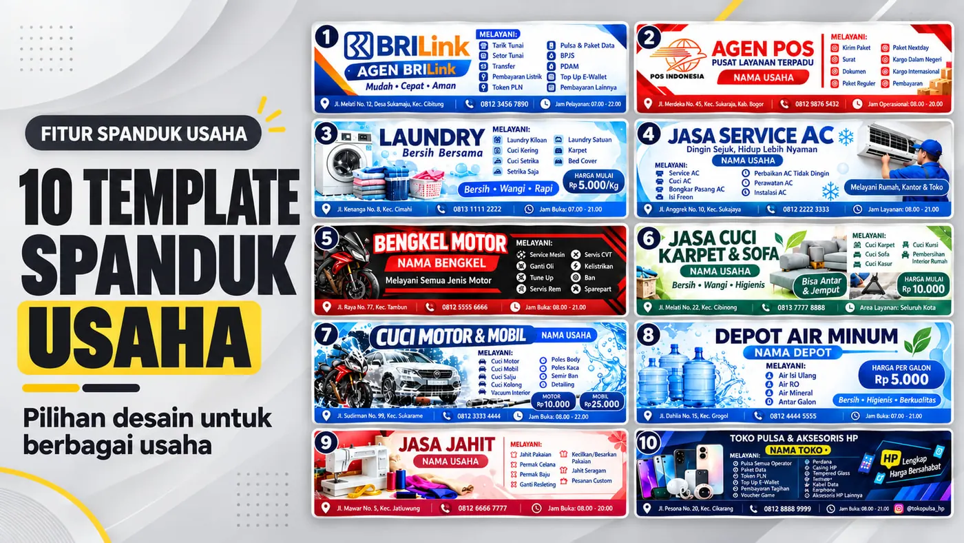 Fitur Baru: Spanduk Usaha AI — 10 Template Spanduk Usaha